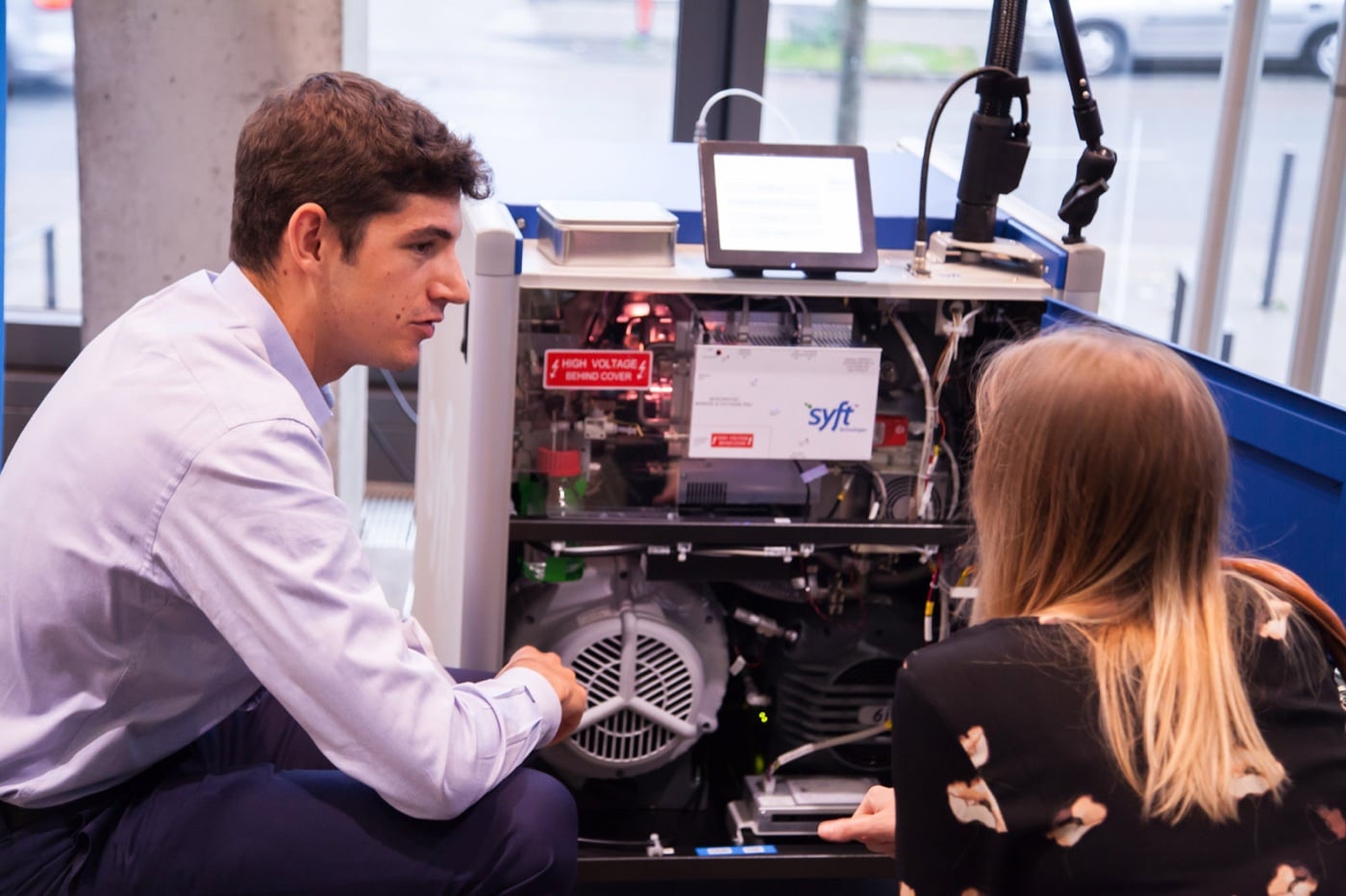 David explaining the internals of a SIFT-MS instrument to a customer.