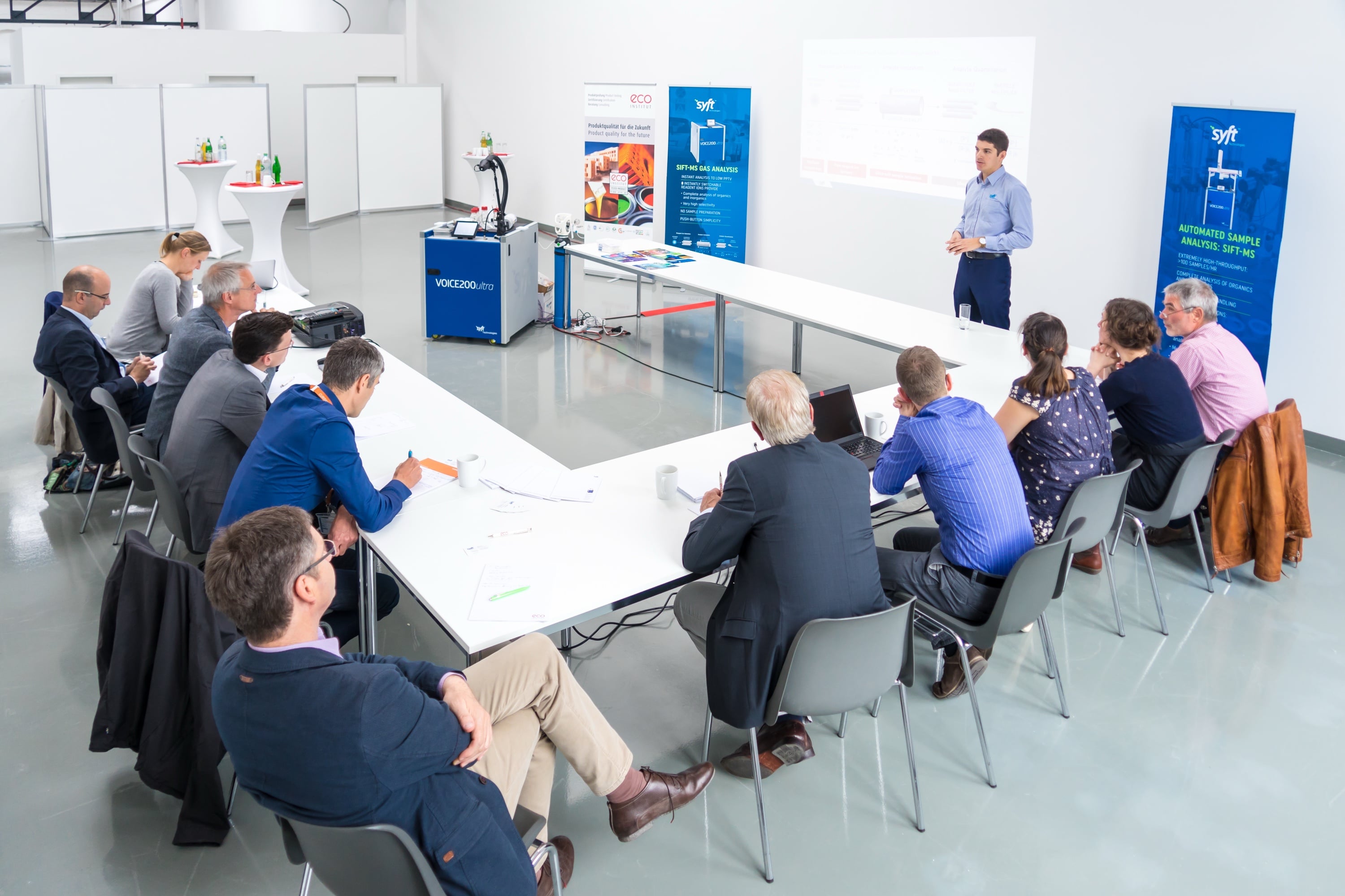 David holding a SIFT-MS workshop for VIAQ customers in Germany.